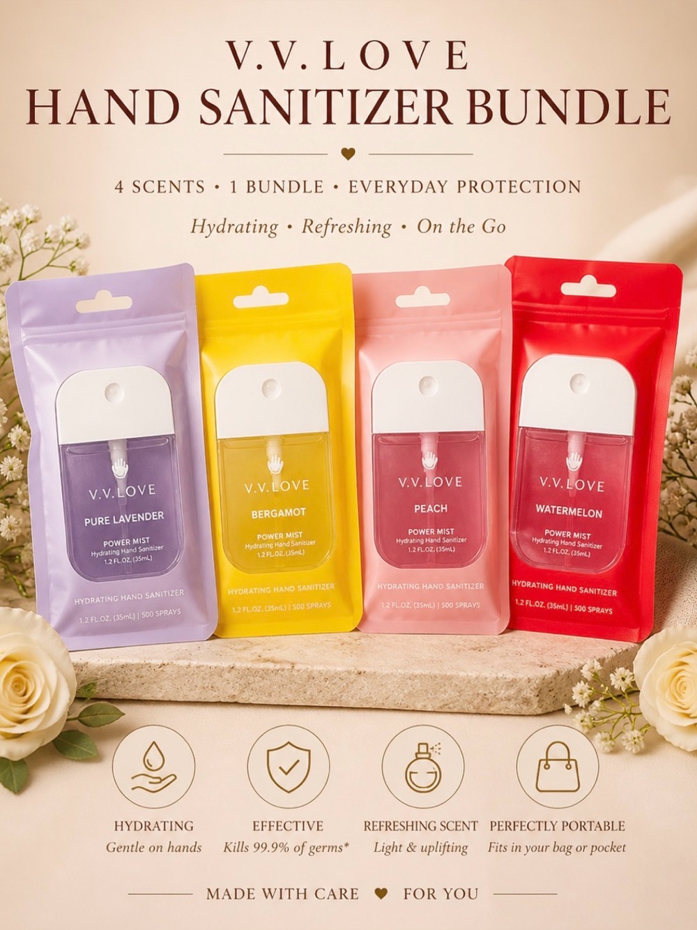Hydrating Hand Sanitizer Bundle – Yellow, Pink, Red, Purple - Picture 6 of 6